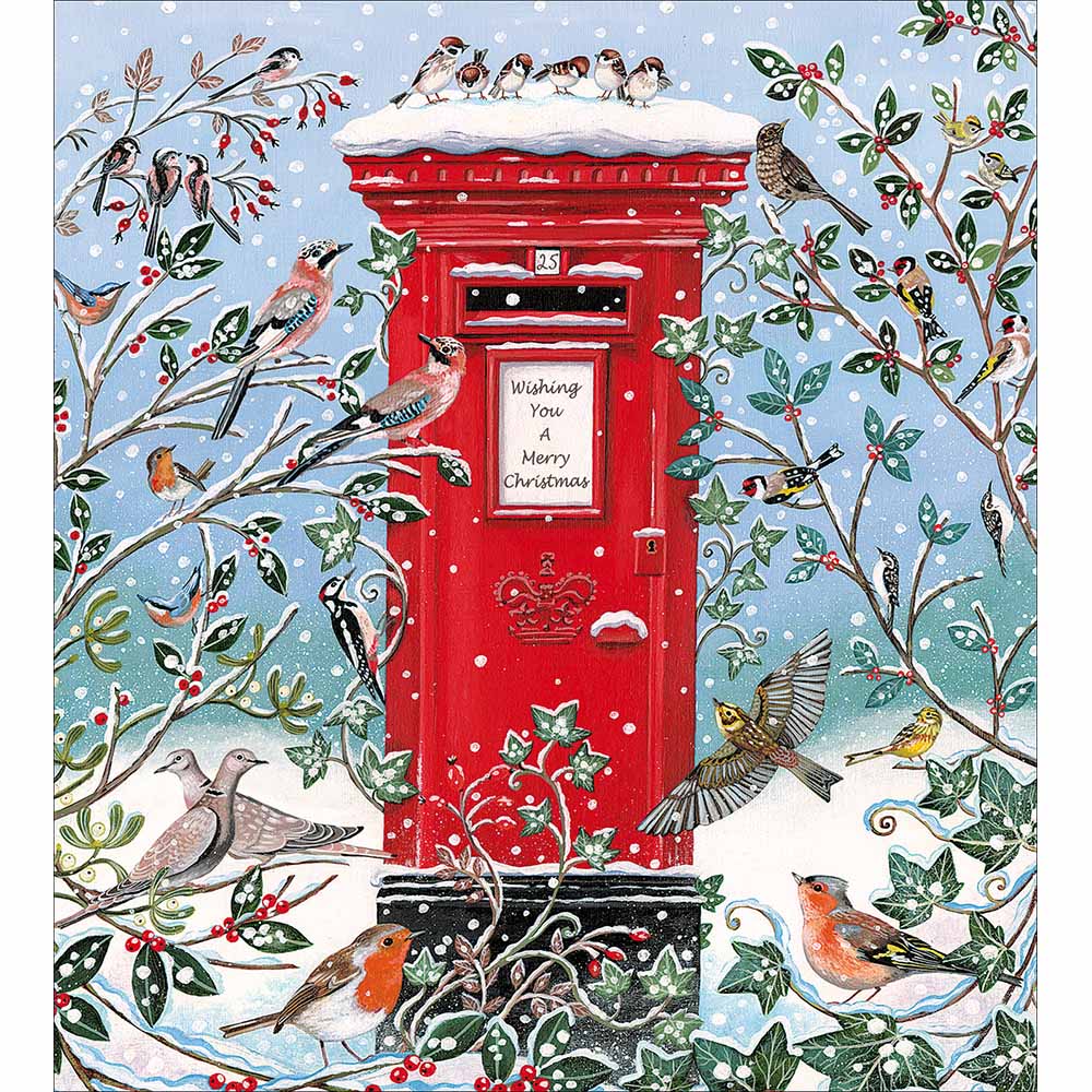 Birds At The Postbox Charity Christmas Card 5 Pack by penny black