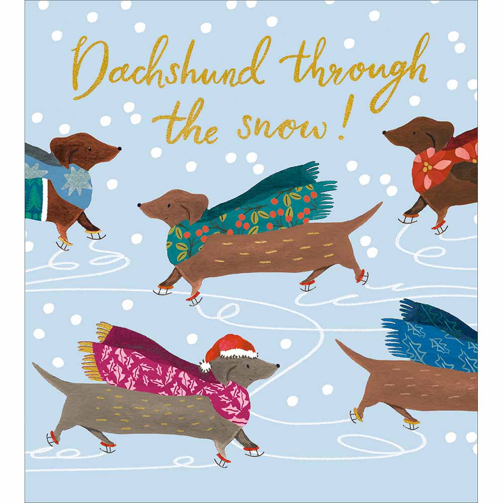 Dachshund Through The Snow Charity Christmas Card 5 Pack by penny black