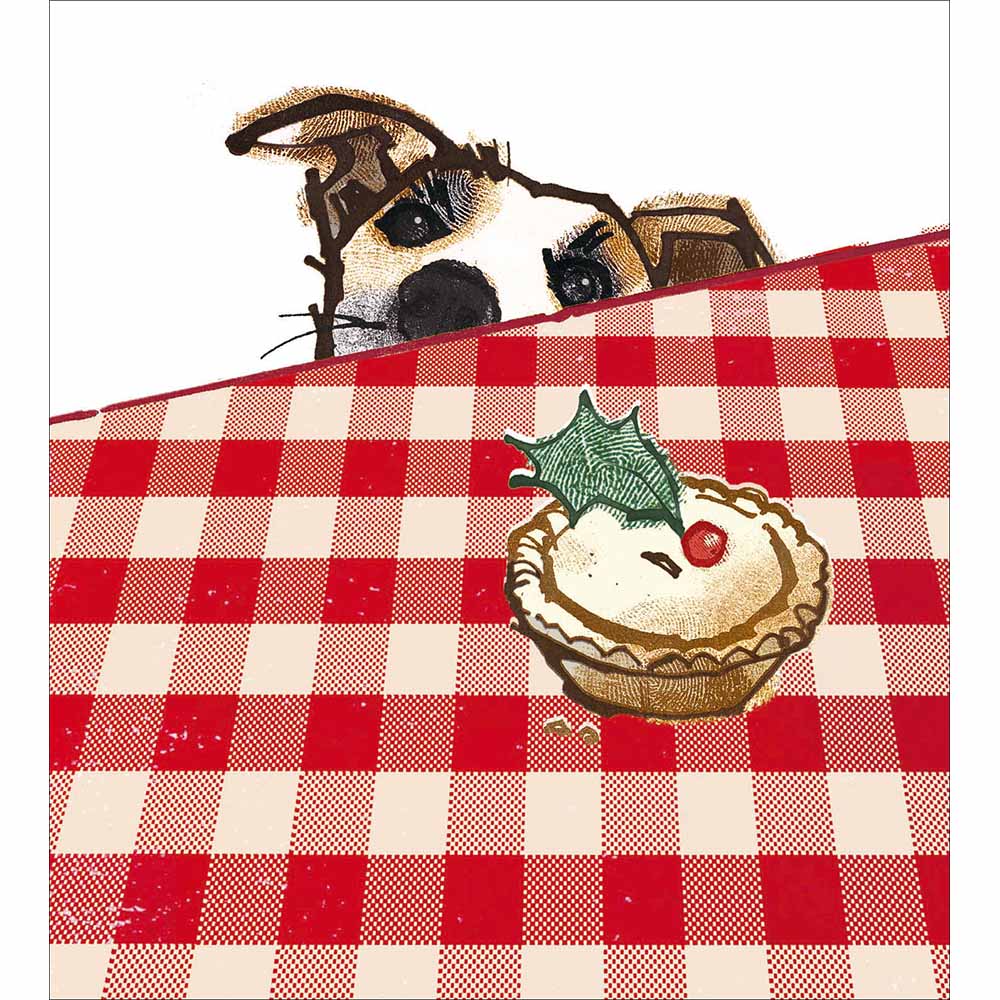 Dog Eyeing Up Mince Pie Charity Christmas Card 5 Pack by penny black