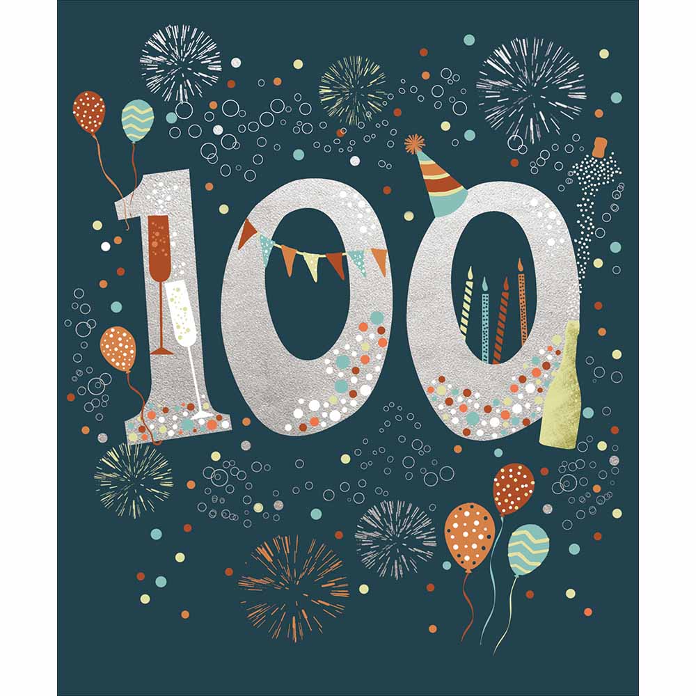 Fireworks & Champagne 100th Birthday Card at Penny Black