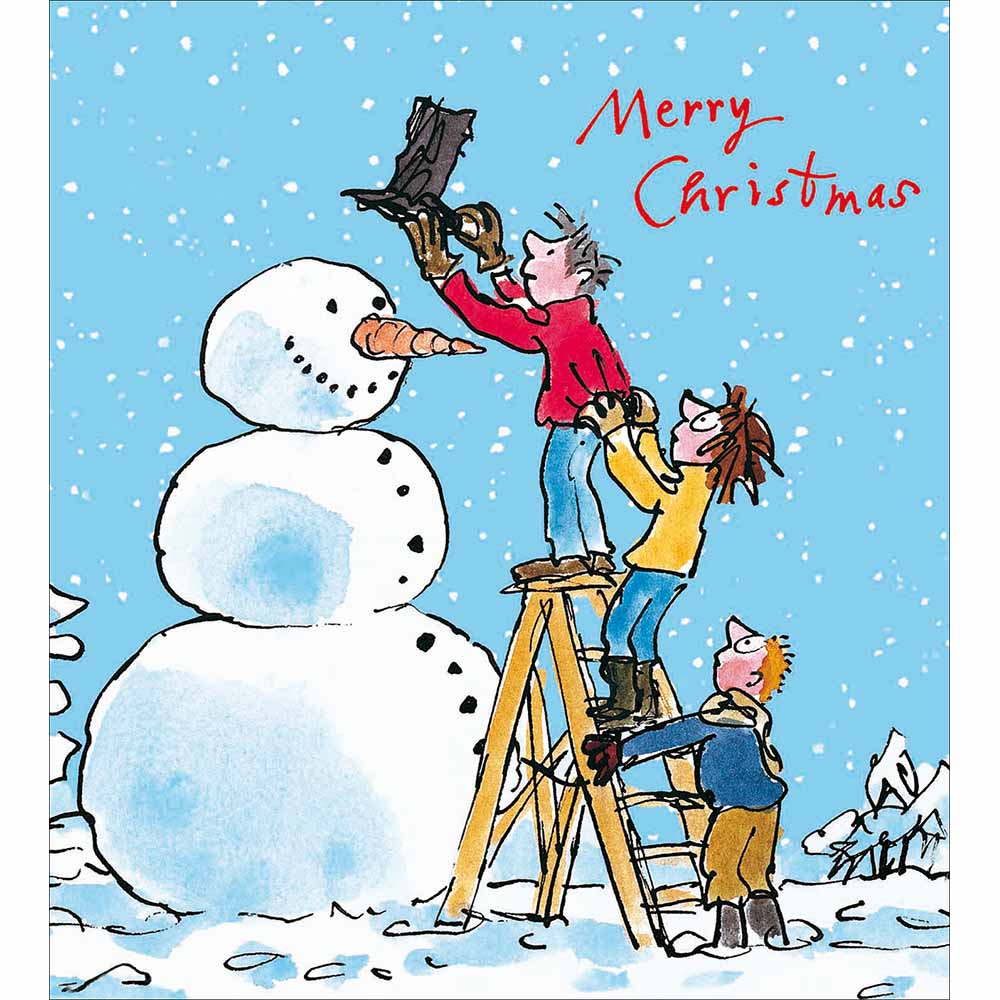 Quentin Blake Building A Snowman Charity Christmas Card 5 Pack by penny black