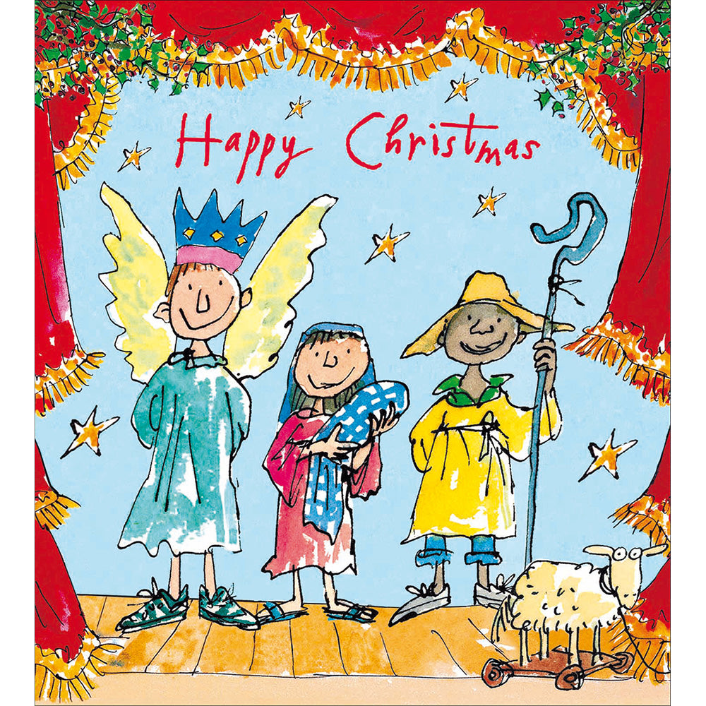 Quentin Blake Nativity Play Charity Christmas Card 5 Pack by penny black