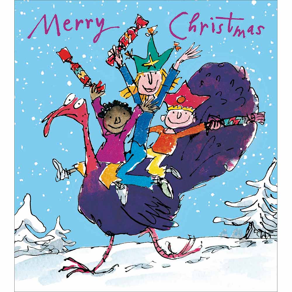 Quentin Blake Turkey Ride Charity Christmas Card 5 Pack by penny black