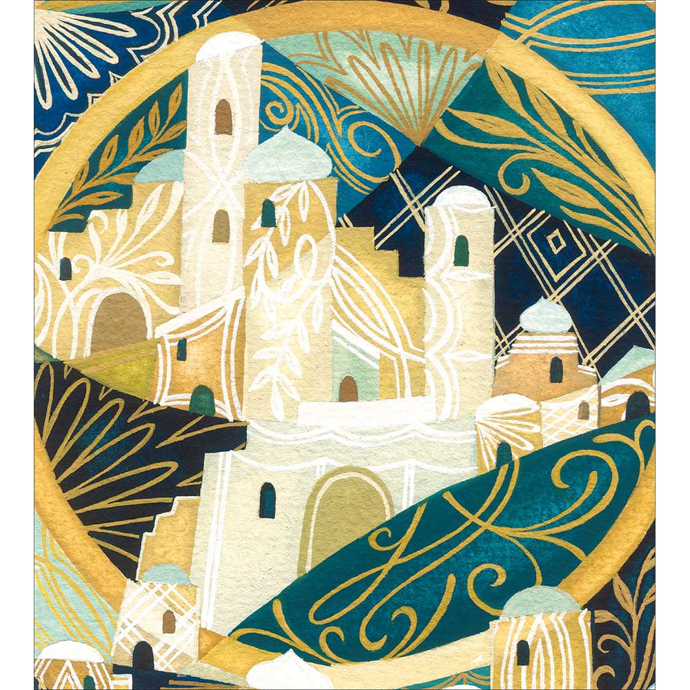 Green & Gold Bethlehem Charity Christmas Card 5 Pack by penny black