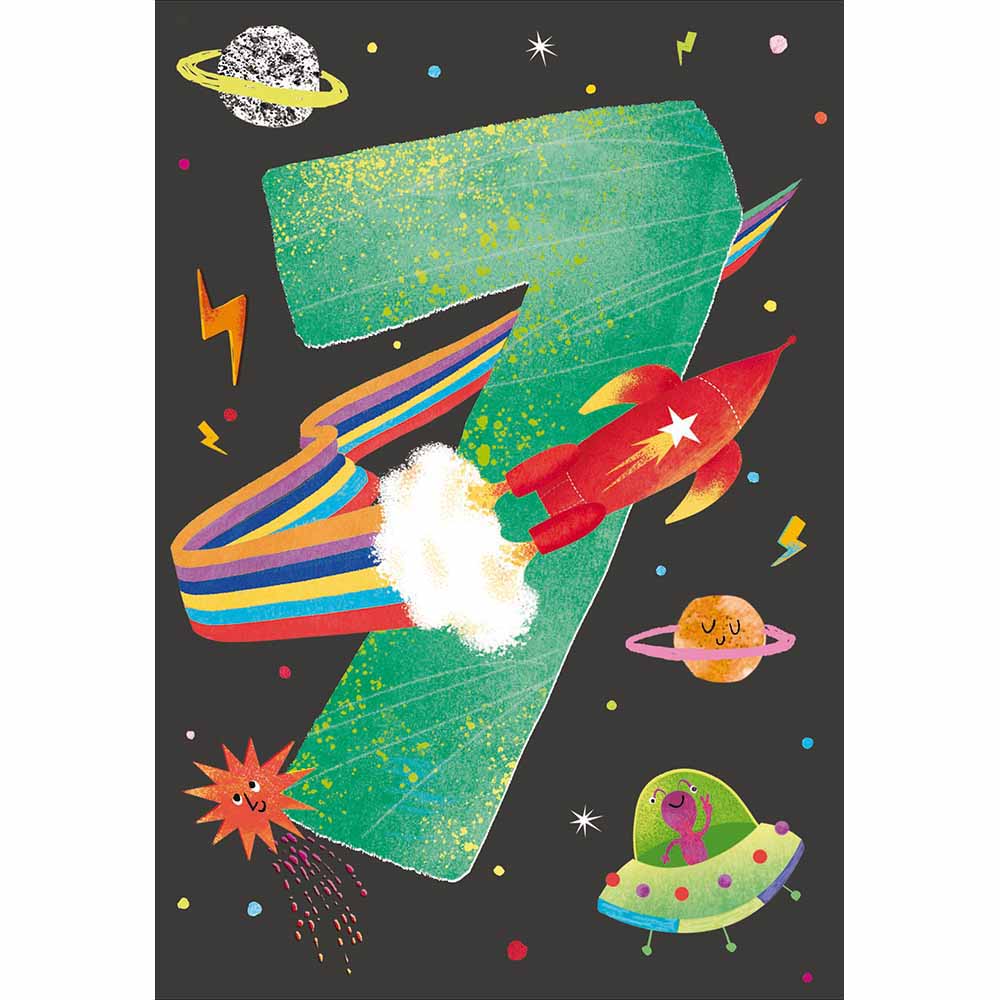 Rocket In Space 7th Birthday Card at Penny Black