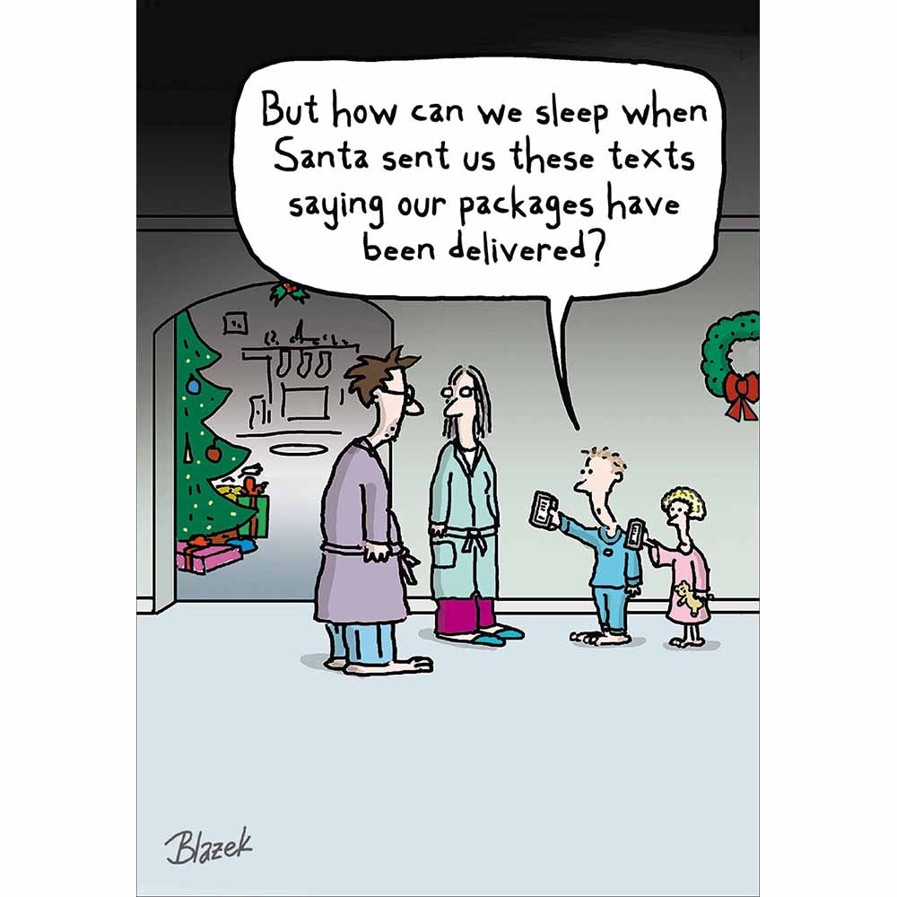 Santa Delivery Texts Funny Christmas Card by penny black