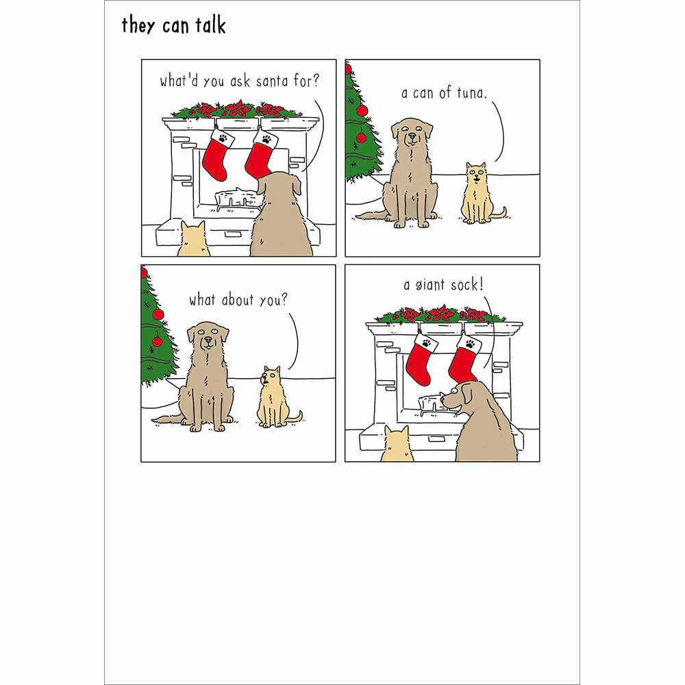 Cat And Dog Wishlist Funny Christmas Card by penny black
