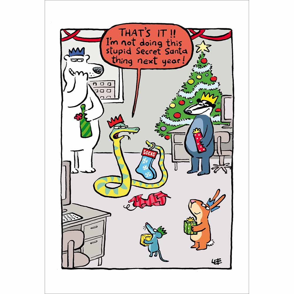 Secret Santa Snake Funny Christmas Card by penny black