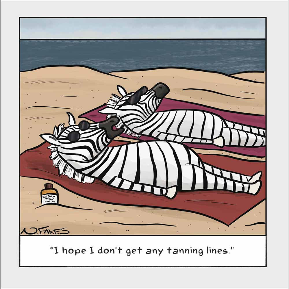 Zebra Tan Lines Funny Card at Penny Black