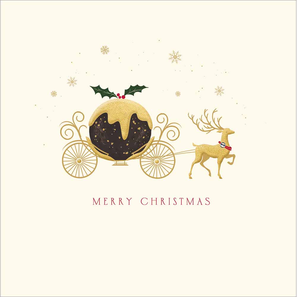 Golden Pudding Carriage Christmas Card by penny black
