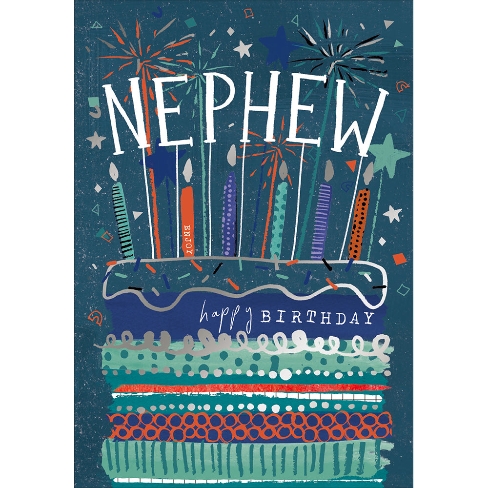 Colourful Cake With Candles Nephew Birthday Card from Penny Black