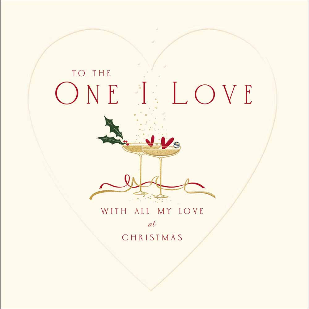 Golden Champagne Coupes To The One I Love Christmas Card by penny black