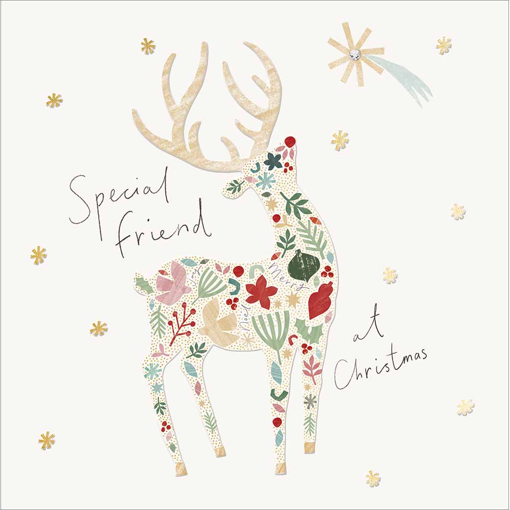 Floral Reindeer Special Friend Christmas Card by penny black