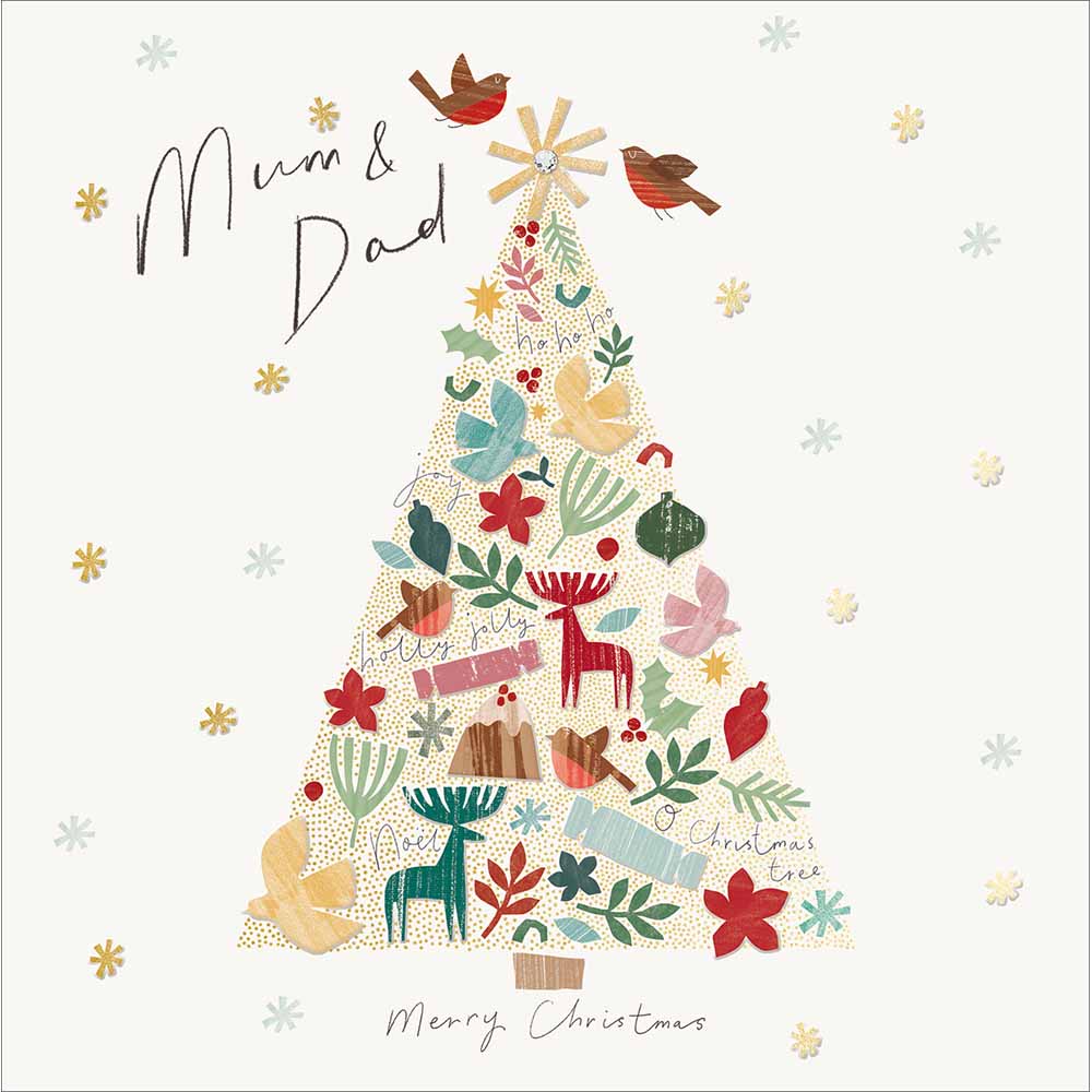 Holly Jolly Tree Mum & Dad Christmas Card by penny black