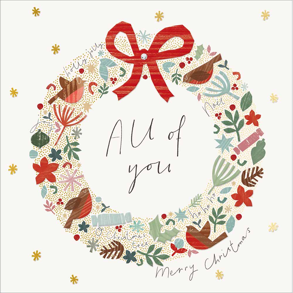 Holly Jolly Robin Wreath All Of You Christmas Card by penny black