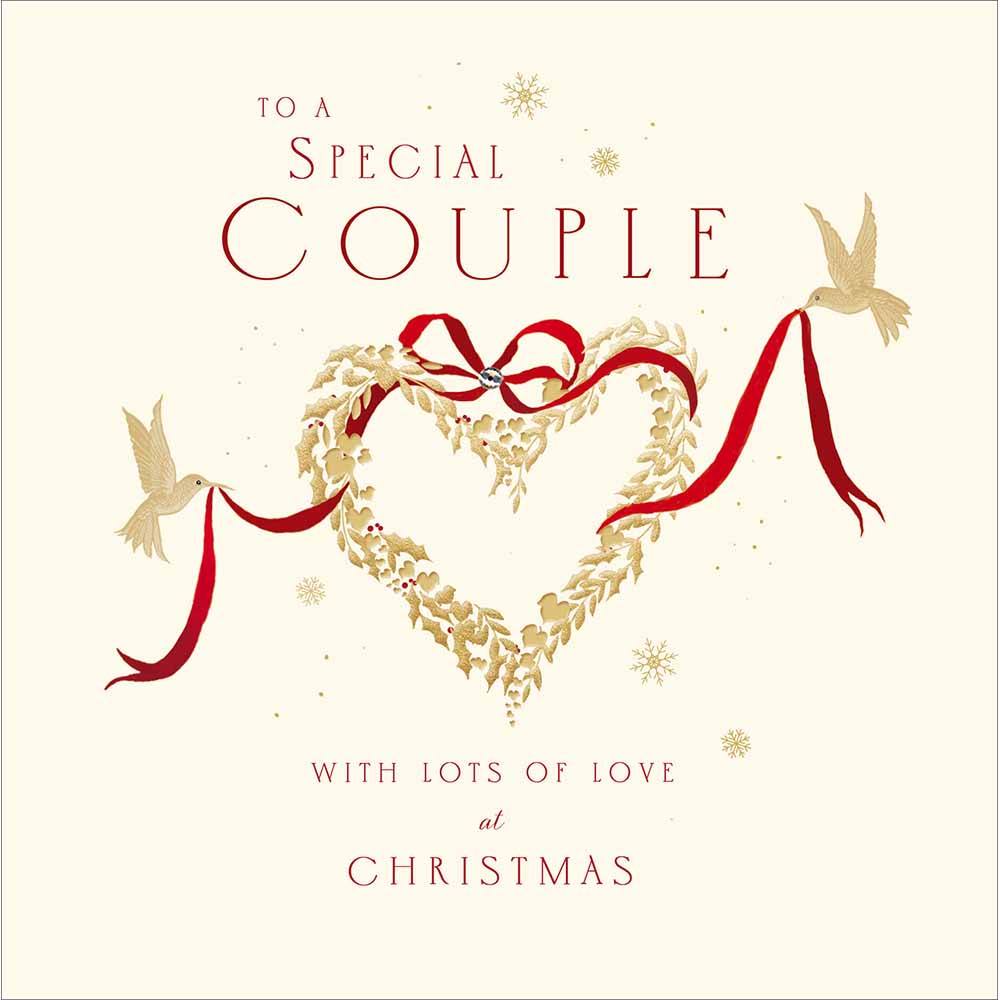 Red Ribbon Wreath Special Couple Christmas Card by penny black
