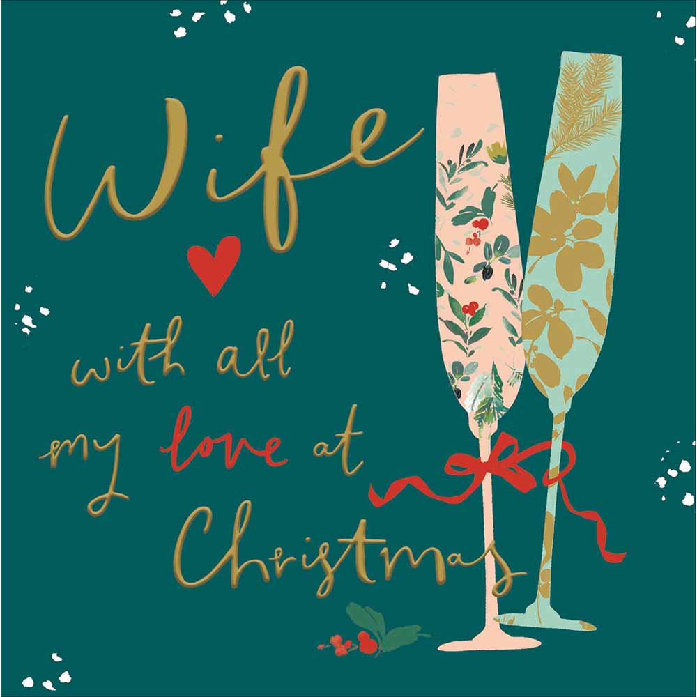 Floral Champagne Flutes Wife Christmas Card by penny black
