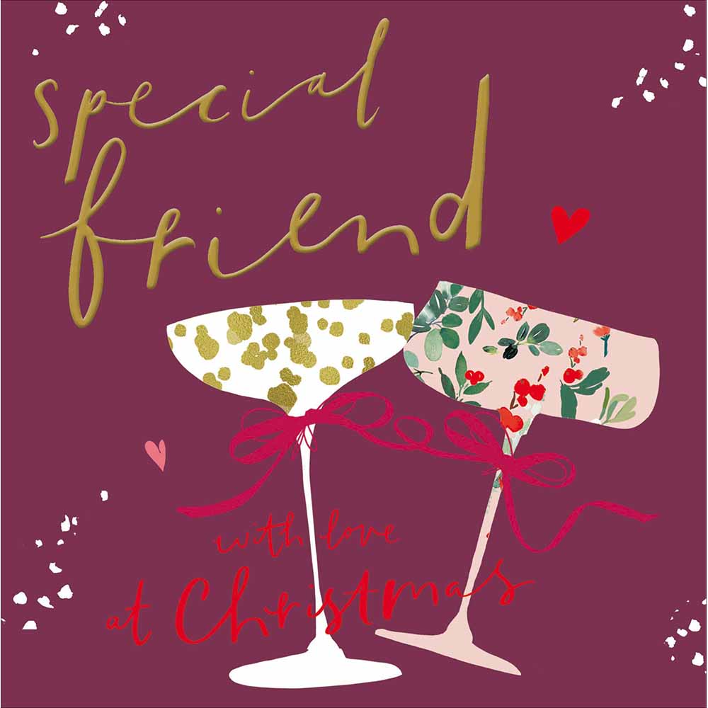 Floral Champagne Coupes Special Friend Christmas Card by penny black