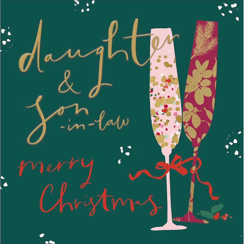Floral Champagne Flutes Daughter & Son In Law Christmas Card by penny black