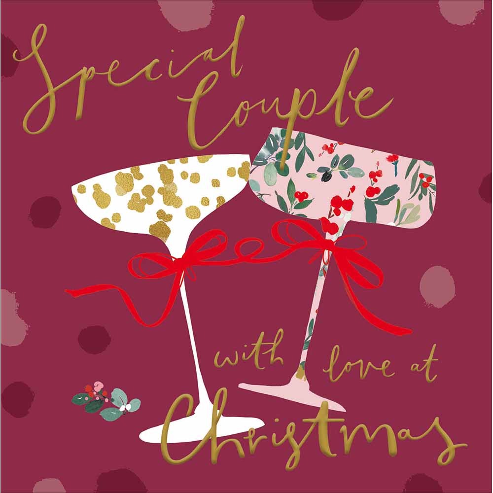 Floral Champagne Coupes Special Couple Christmas Card by penny black