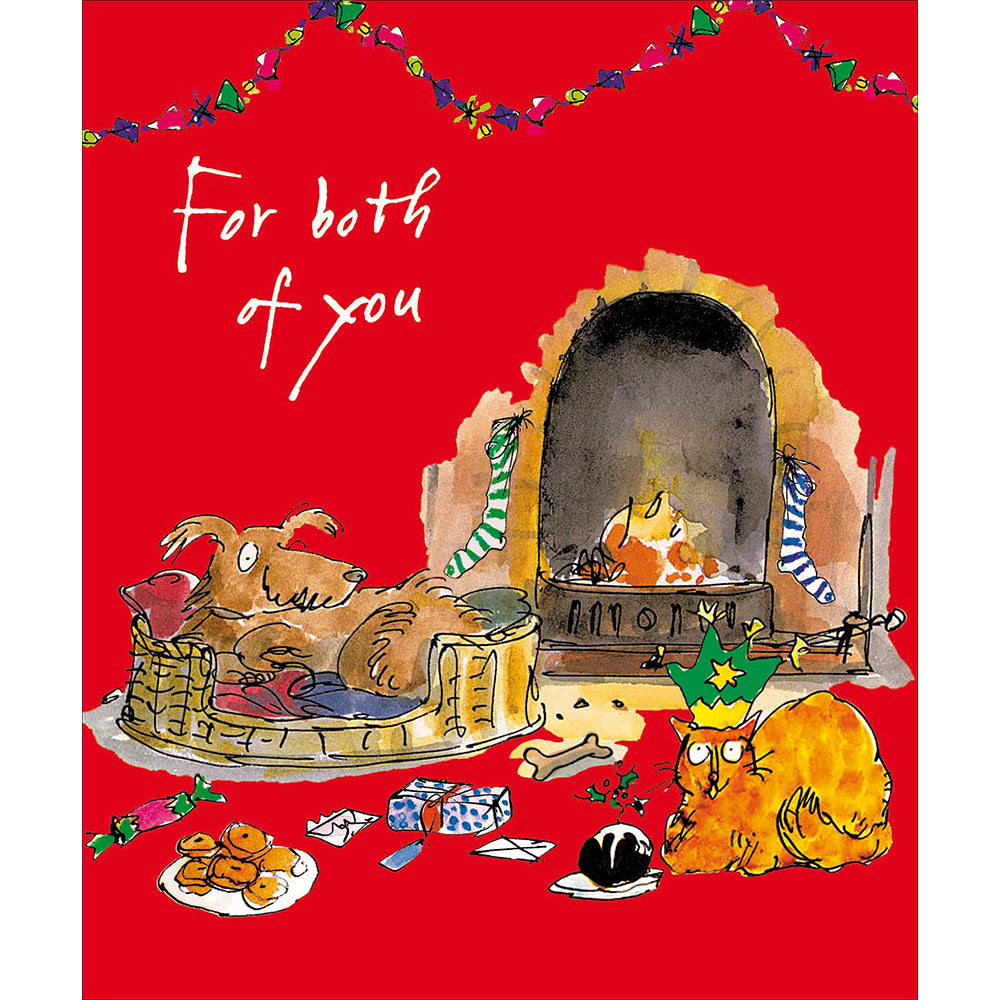 Quentin Blake Dog & Cat Both Of You Christmas Card by penny black