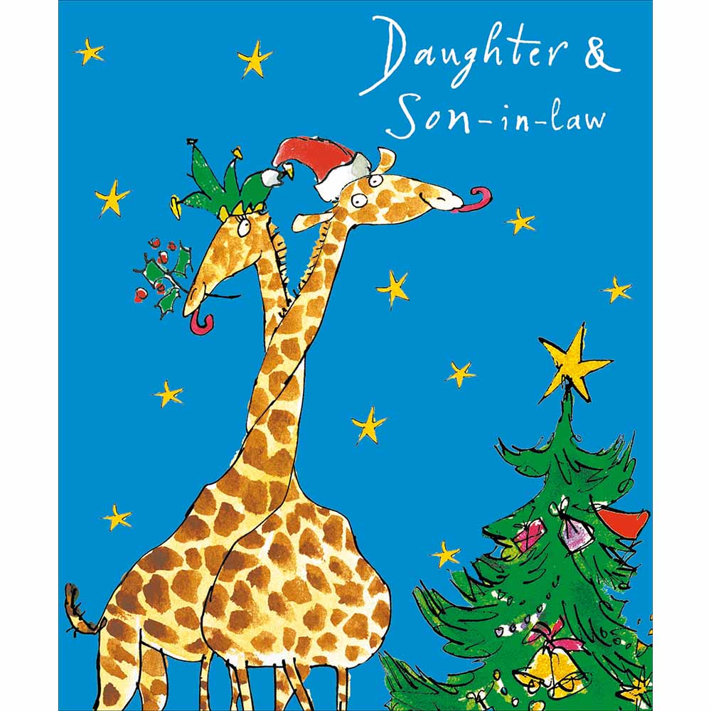 Quentin Blake Giraffe Couple Daughter &amp; Son In Law Christmas Card by penny black