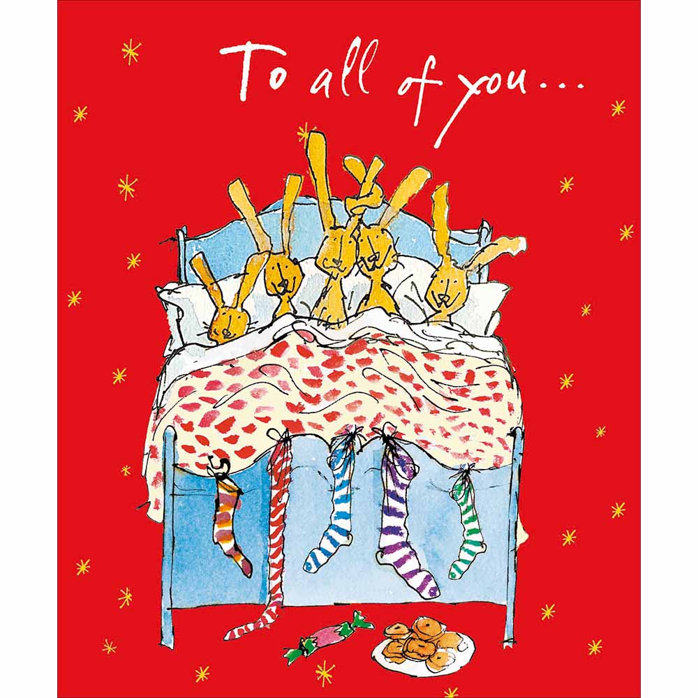 Quentin Blake Bunnies In Bed All Of You Christmas Card by penny black