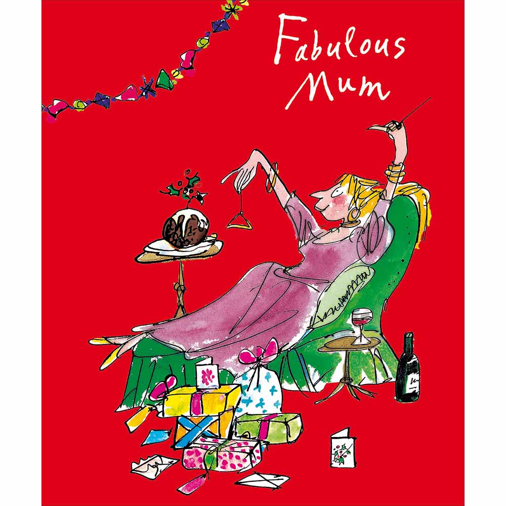 Quentin Blake Fabulous Mum Chaise Longue Christmas Card by penny black