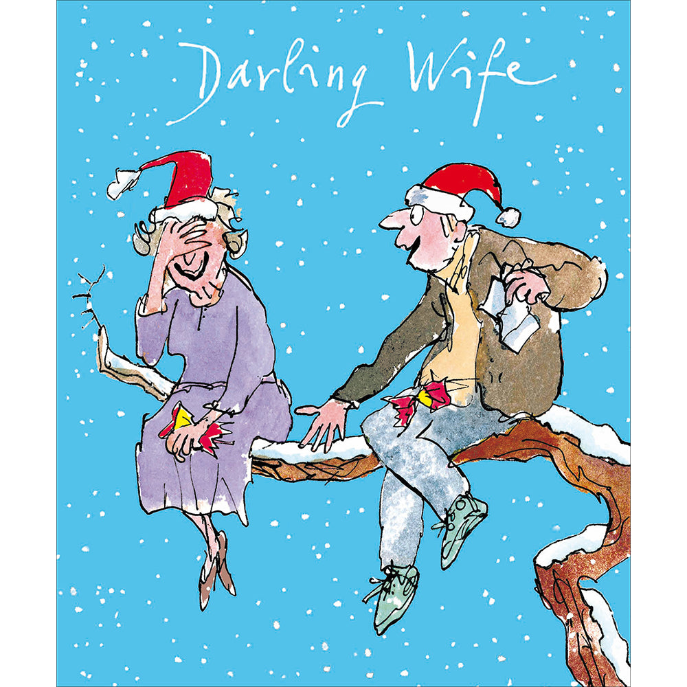 Quentin Blake In The Tree Darling Wife Christmas Card by penny black
