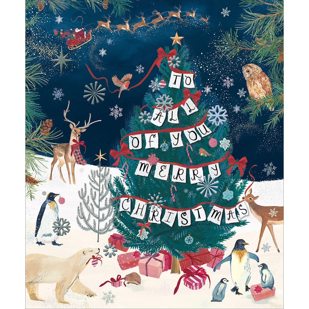 Festive Bunting On Tree To All Of You Christmas Card by penny black