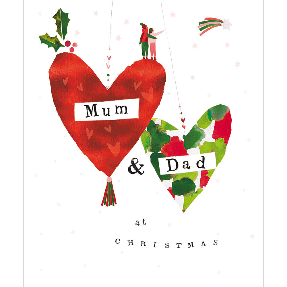 Festive Hearts Mum & Dad Christmas Card by penny black