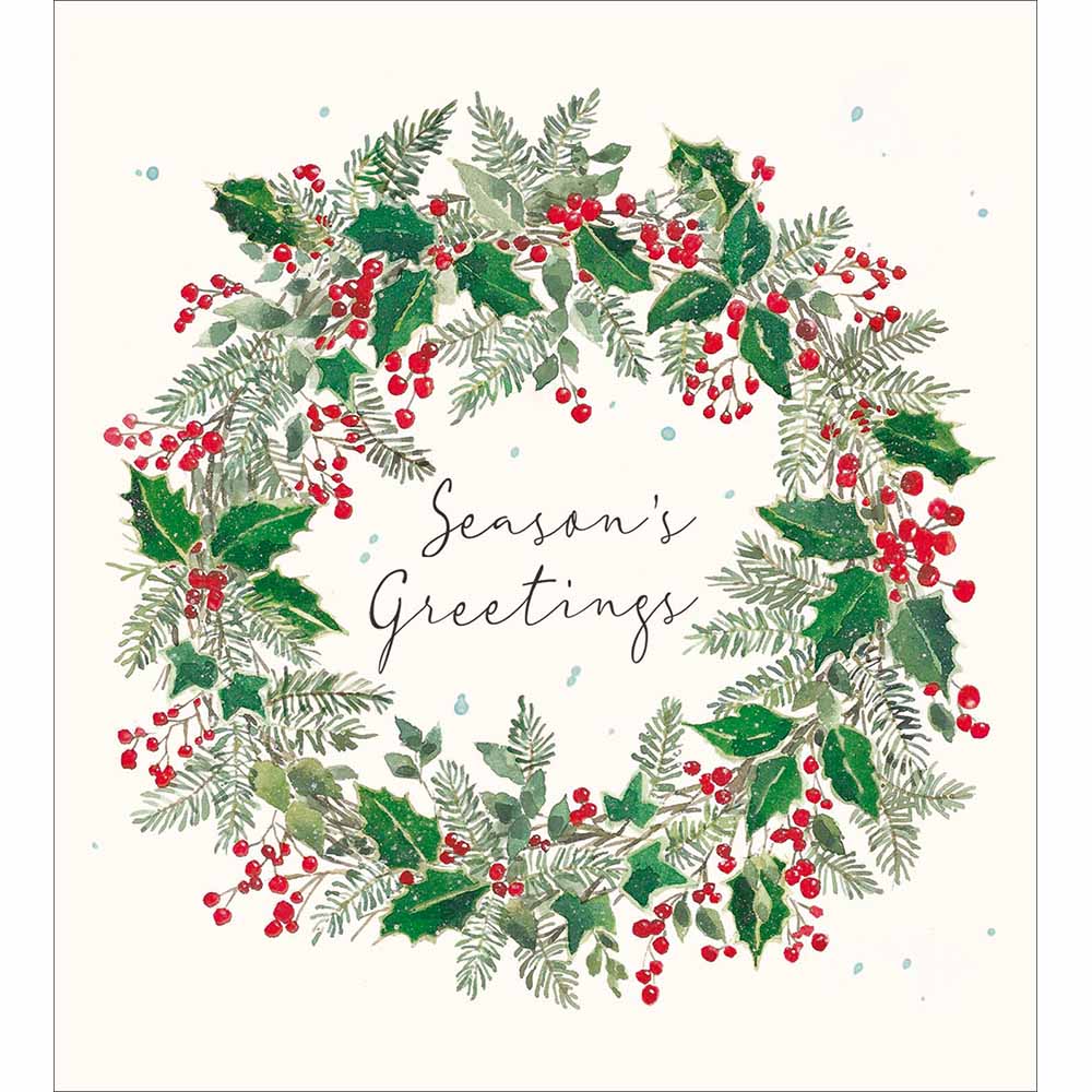 Simple Festive Wreath Charity Christmas Card 5 Pack by penny black