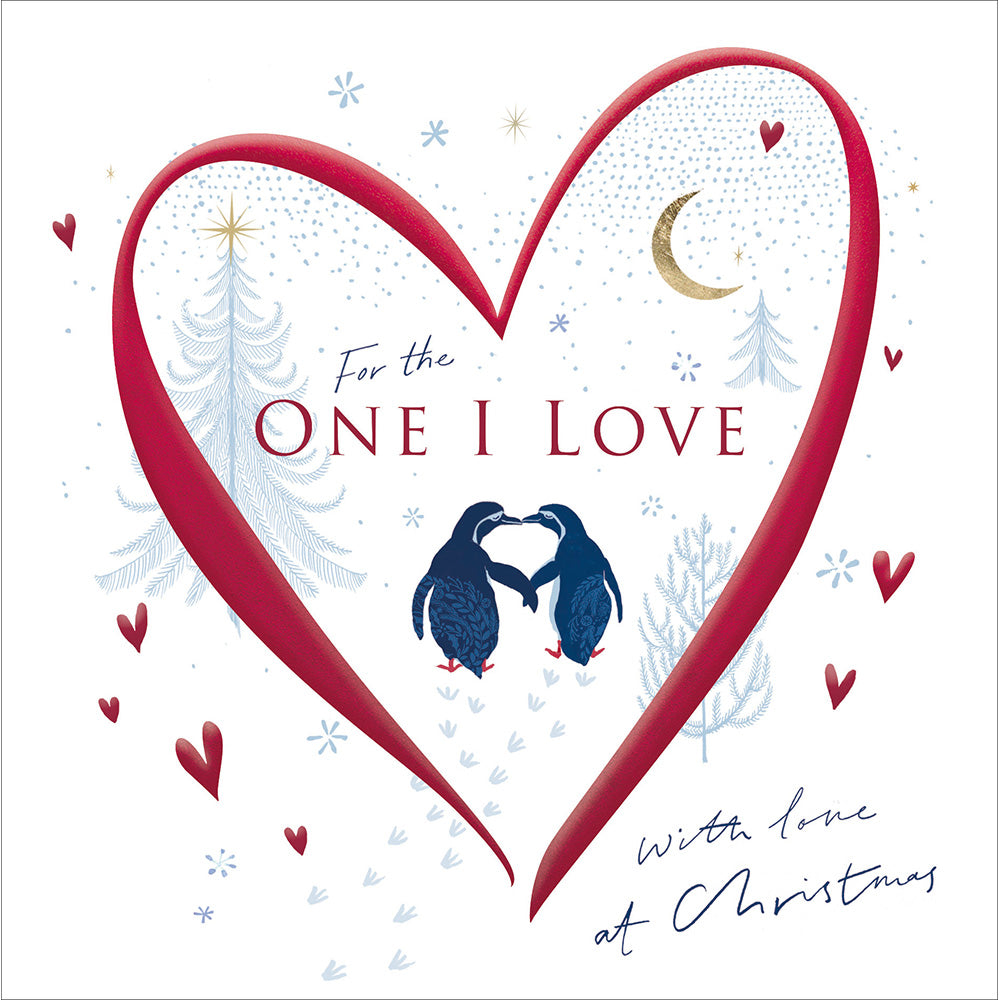 Penguin Couple The One I Love Christmas Card by penny black