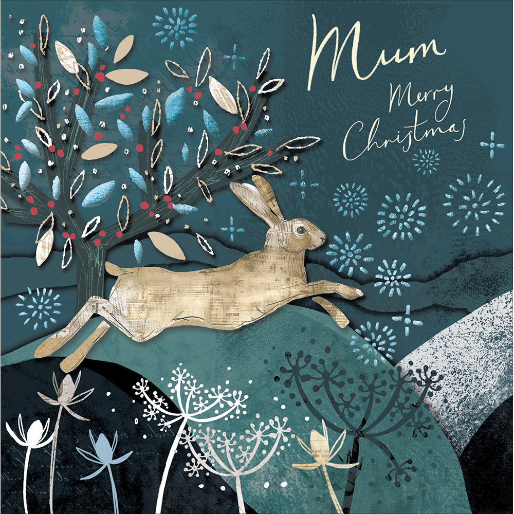 Collaged Hare Mum Christmas Card by penny black