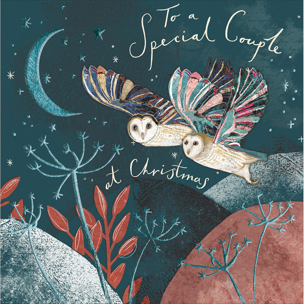 Collaged Owls Special Couple Christmas Card by penny black