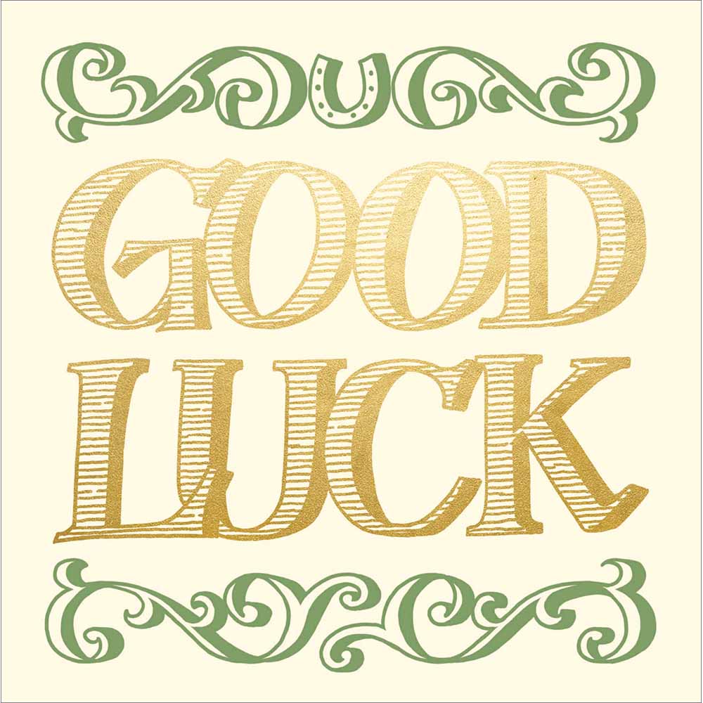 Green Horseshoe Good Luck Typographic Card at Penny Black