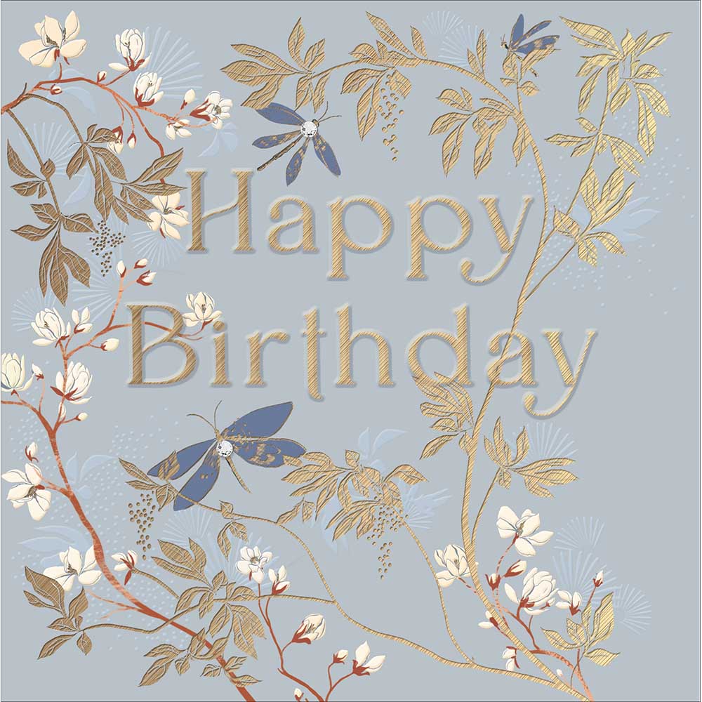 Cornflower Blue Dragonfly Embellished Birthday Card at Penny Black
