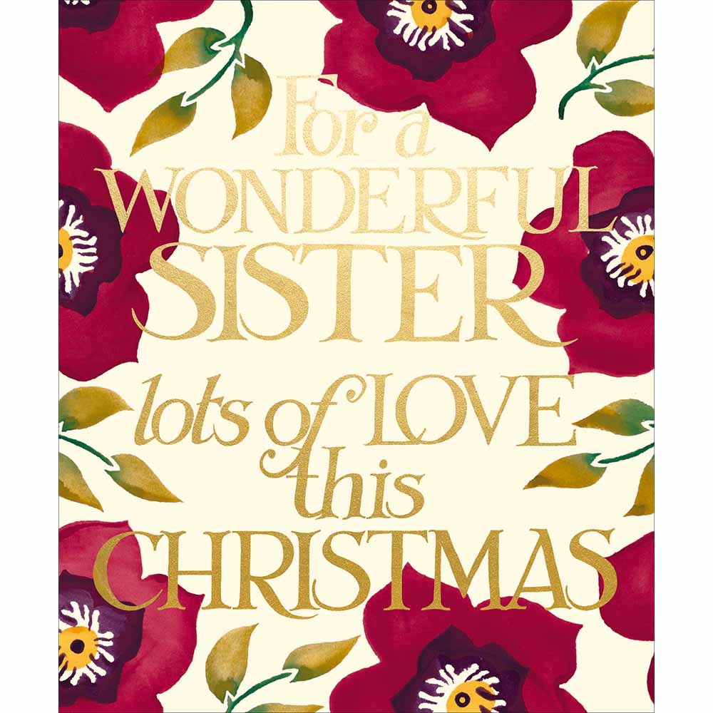 Emma Bridgewater Wonderful Sister Red Flowers Christmas Card by penny black