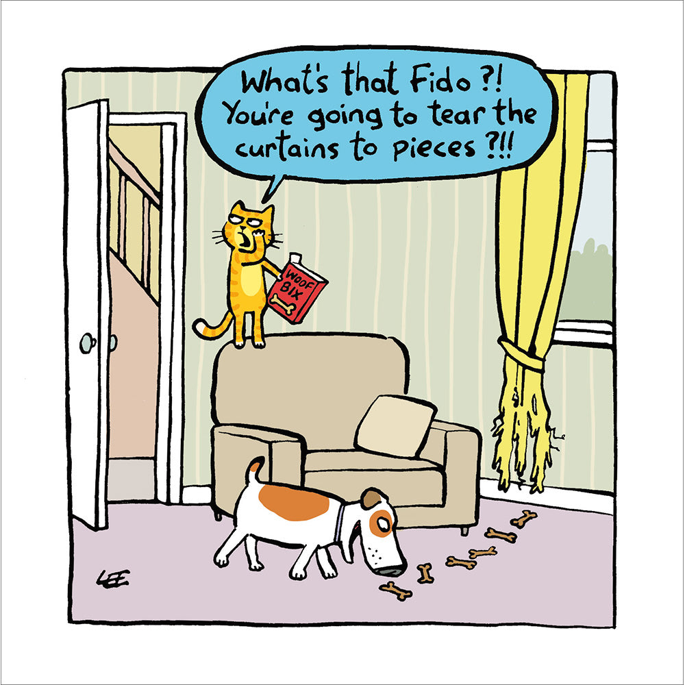 Feline Trickster Funny Cat & Dog Card By Penny Black