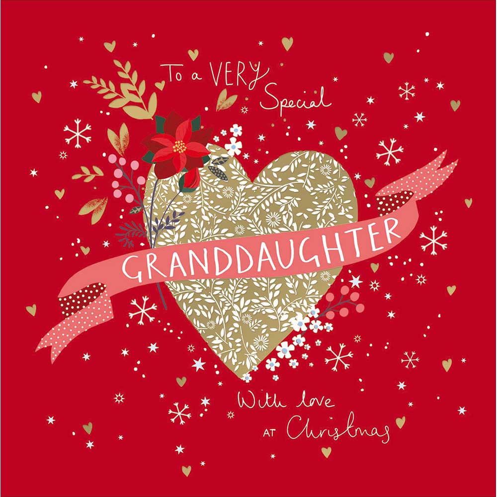 Glittery Gold Heart Granddaughter Christmas Card by penny black