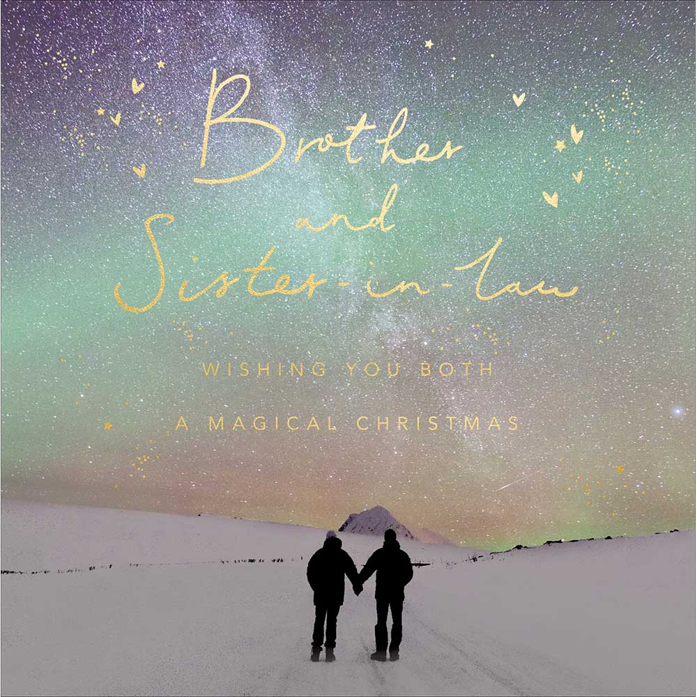 Snowy Northern Lights Brother & Sister In Law Christmas Card by penny black