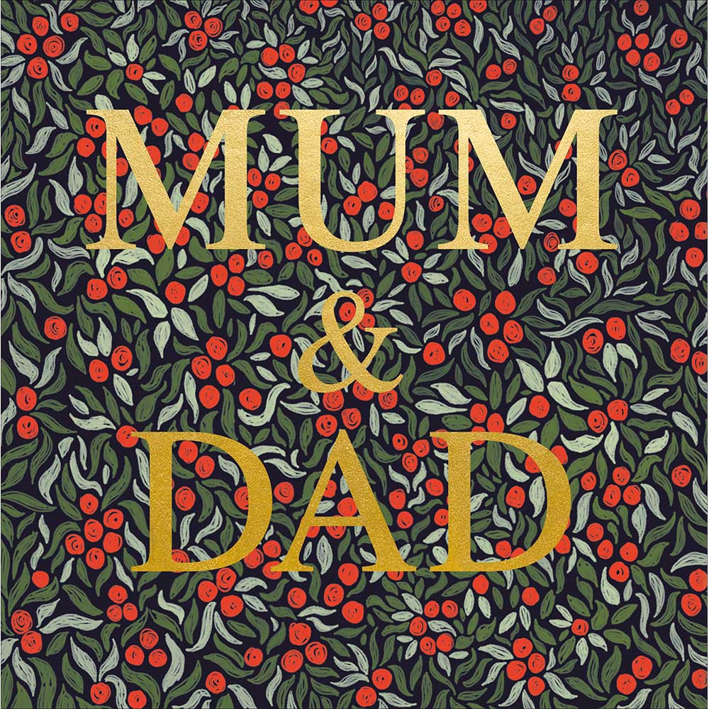 Emma Bridgewater Holly Print Mum &amp; Dad Christmas Card by penny black