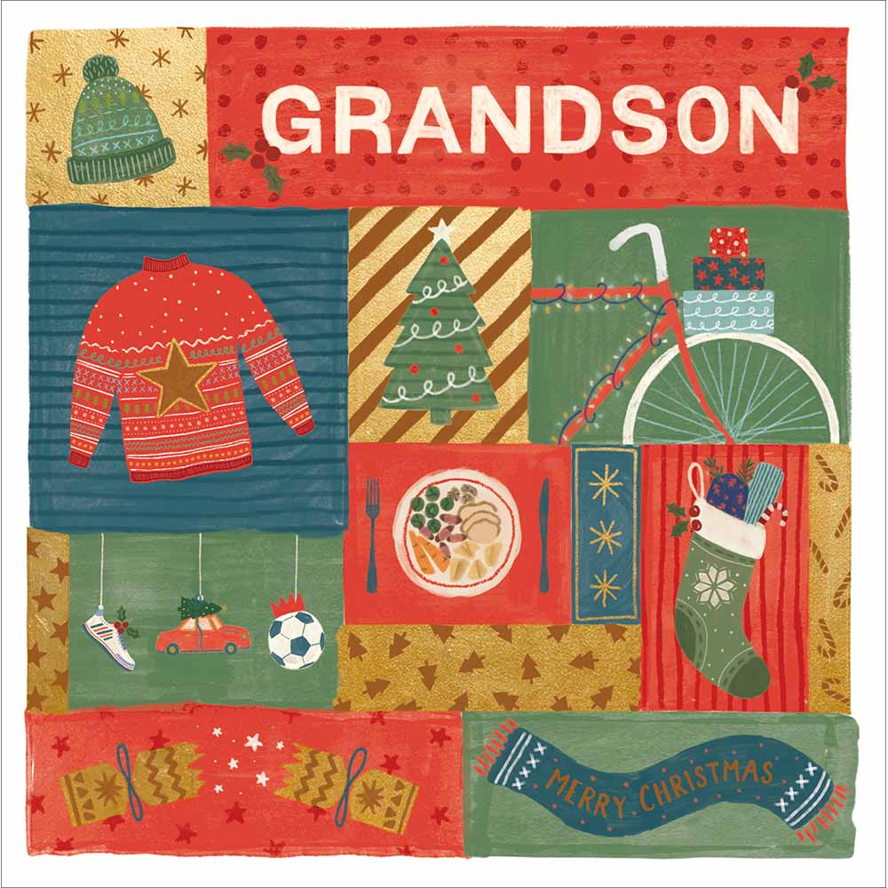 Grandson Festive Collage Christmas Card by penny black