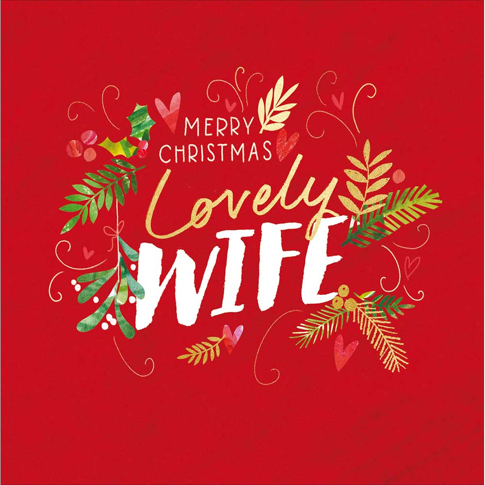 Lovely Wife Red Festive Foliage Christmas Card by penny black