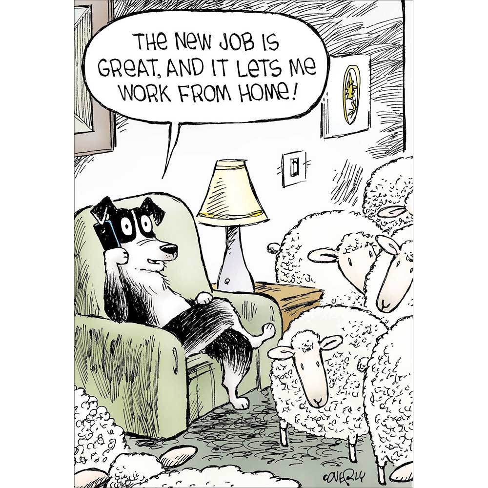 Sheepdog Working From Home New Job Card at Penny Black
