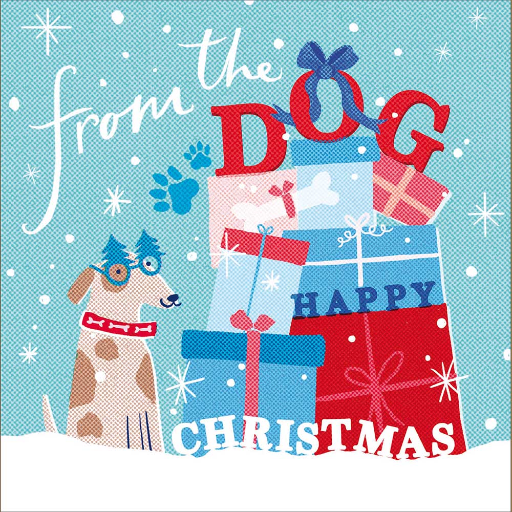 Stack Of Gifts From The Dog Christmas Card by penny black