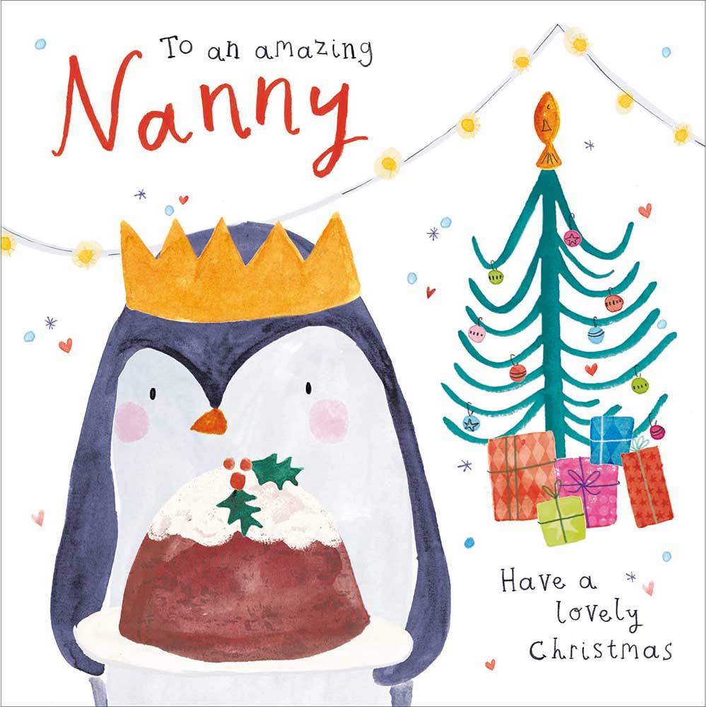 Queen Penguin Amazing Nanny Christmas Card by penny black