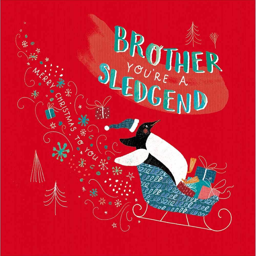 Brother You're A Slegend Penguin Christmas Card by penny black