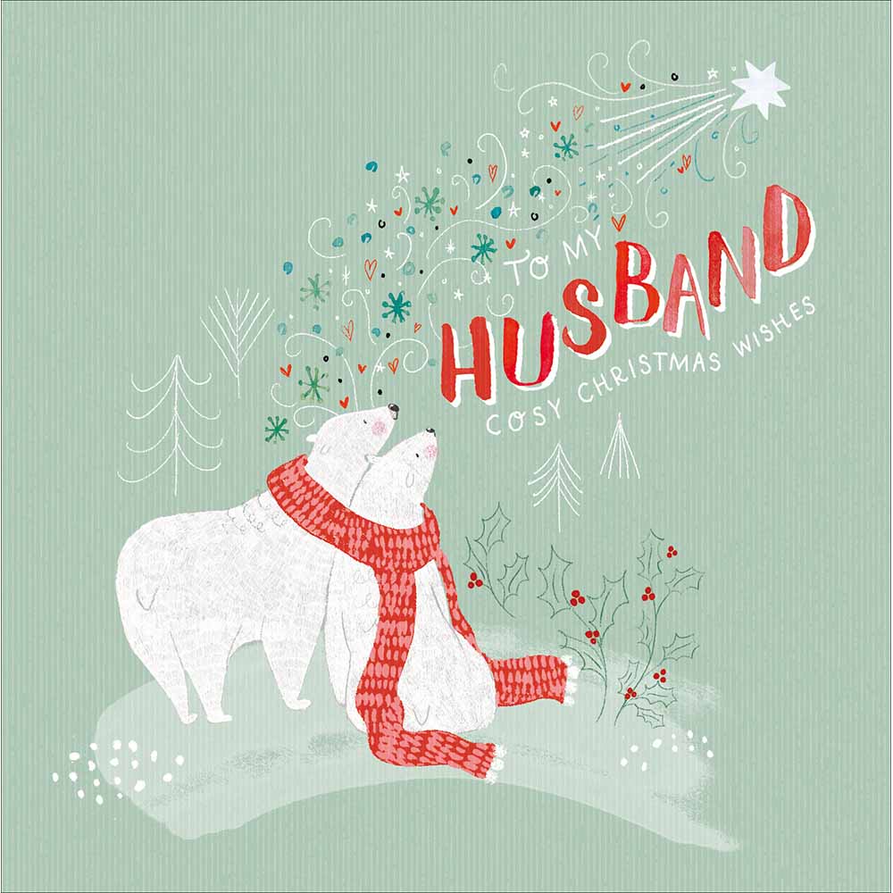 Cosy Polar Bears Husband Christmas Card by penny black