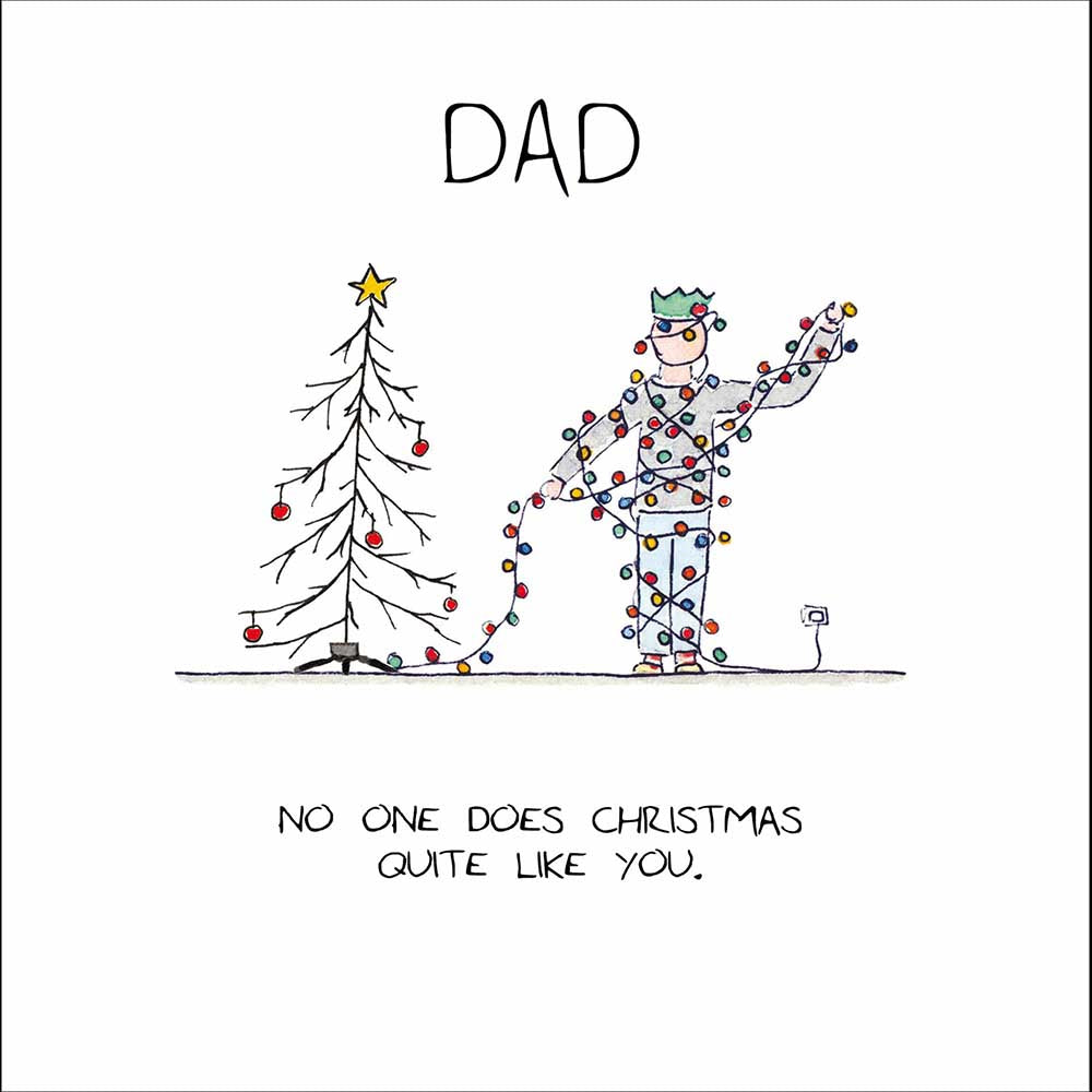 Tangled Christmas Lights Dad Christmas Card by penny black